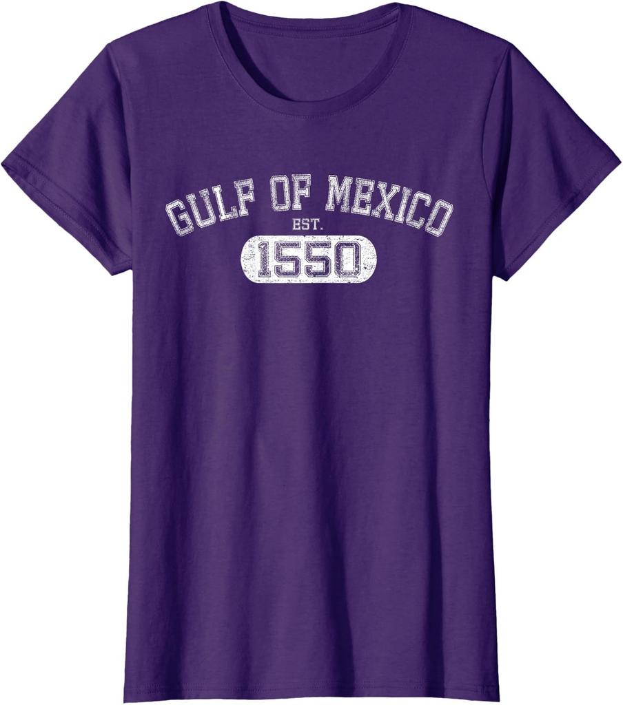 Retro Vintage Gulf of Mexico Est 1550 Mexican Flag Ladies' Crewneck T-Shirt