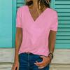 Women's V-neck Tunic Short Sleeve Loose Top T-shirt Plus Stylish Blouse Option