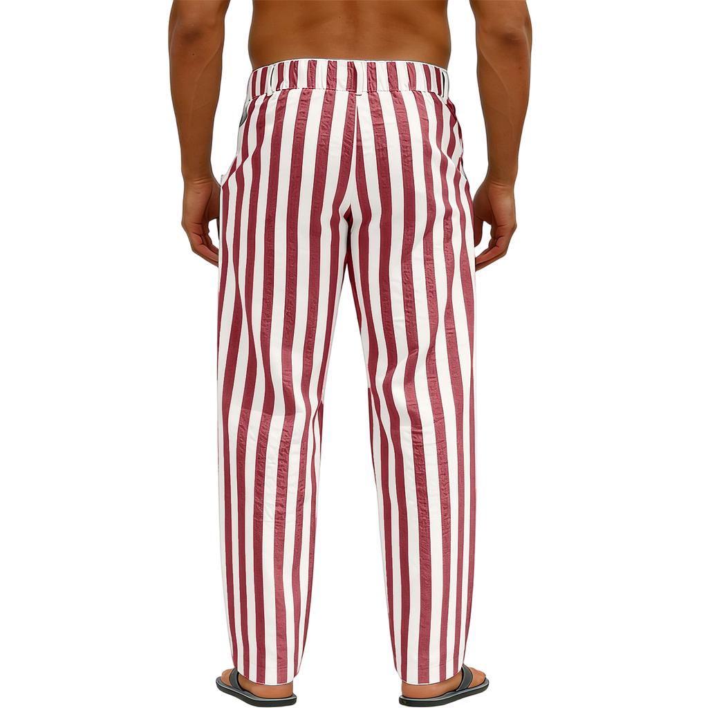 Men's Sporty Casual Striped Elastic Waist Straight Leg Pants