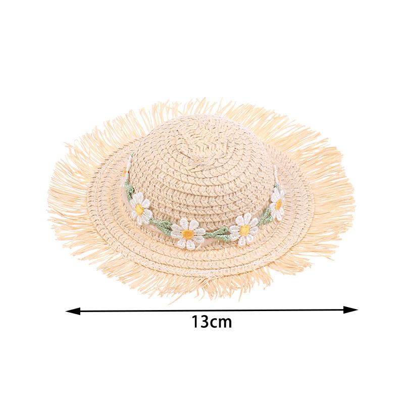 Dollhouse Handmade Daisy Hat Sun Cap For 1/6 Doll Accessories Doll Cute Hat With Bow Decoration Doll Hat Children'S Toy Gift