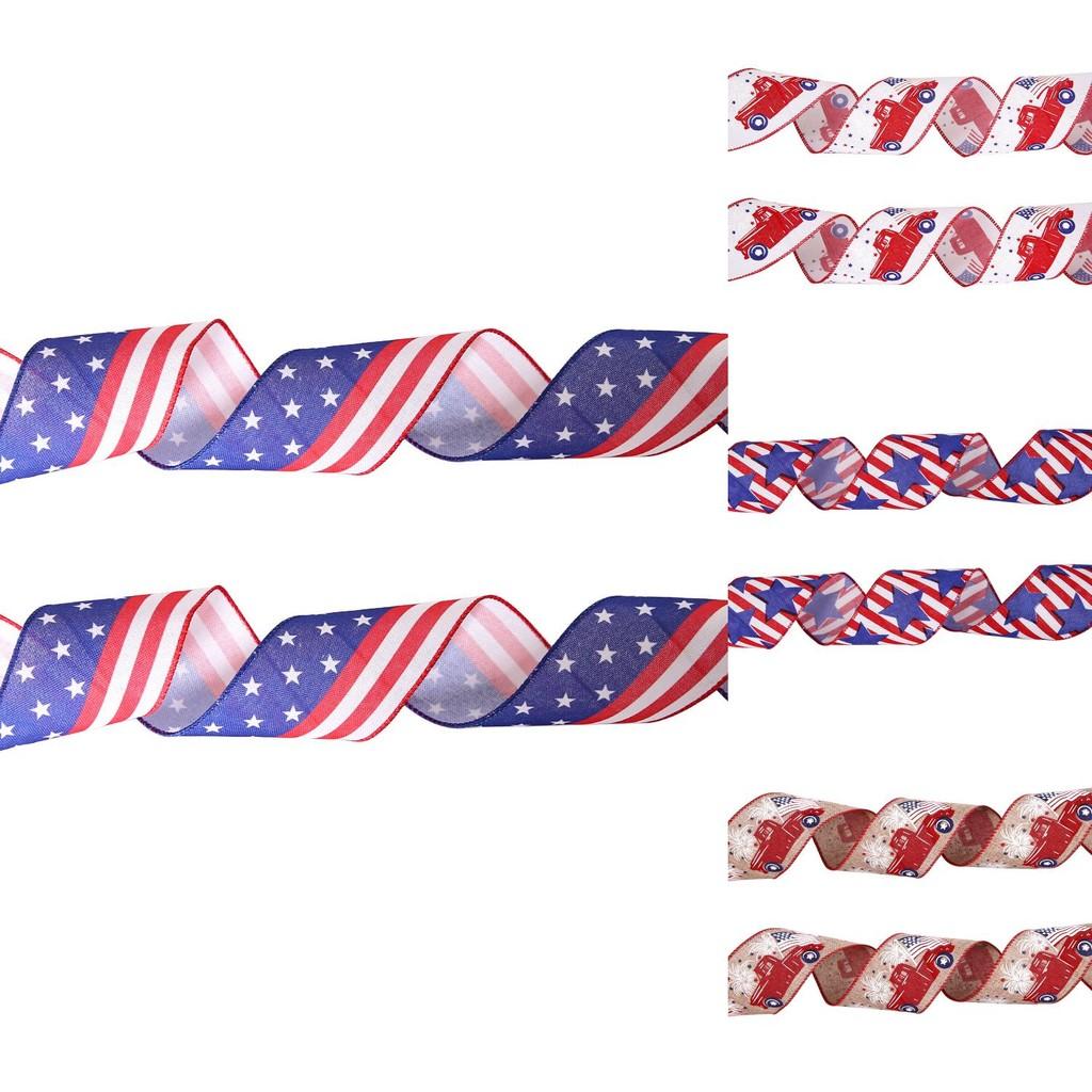 Meter 2 Festive Stars And Stripes Fabric Ribbon Ideal For July Fourth Celebrations