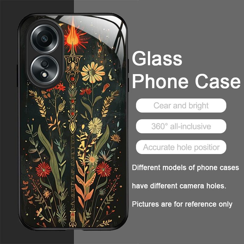 Aesthetic Sunflowers and Moon Pattern Tempered Glass Phone Case for OPPO Realme 14 13 12 11 10 Pro Plus GT Neo3 2 X7 Pro Covers