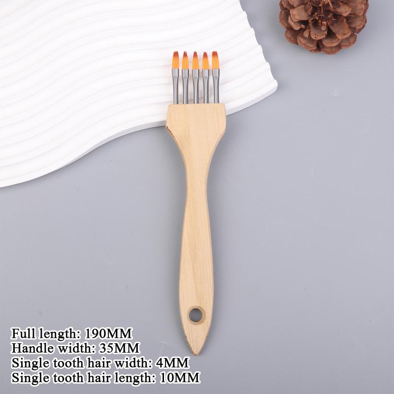 1/3/6Pcs Wooden Handle Multi-toothed Brush Comb Watercolor Acrylic Brushes Set Artists Drawing Supplies
