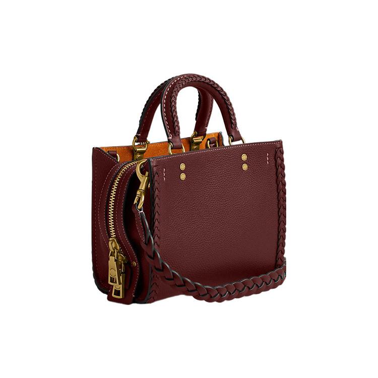New COACH Rogue Pebbled Leather Tote Bag, Shopping Bag, Handbag, Shoulder Bag, Crossbody Bag Small Women's Dark Burgundy CJ816-B4WN