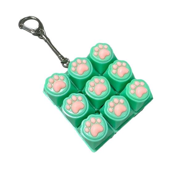 Yousheng 9-Keys Fidget Keyboard Toy Stress Anxiety Relief Cat Paw Keyboard Finger Clicker Keychain Portable Decompression Button Sensory Toy