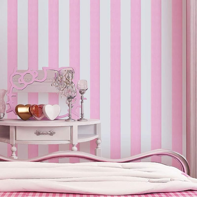 Peel and Stick Vinyl Pink and White Striped Wallpaper Contact Paper Wallpaper Self Adhesive Stripe Shelf Liner Dresser Drawer Cabinets Liner