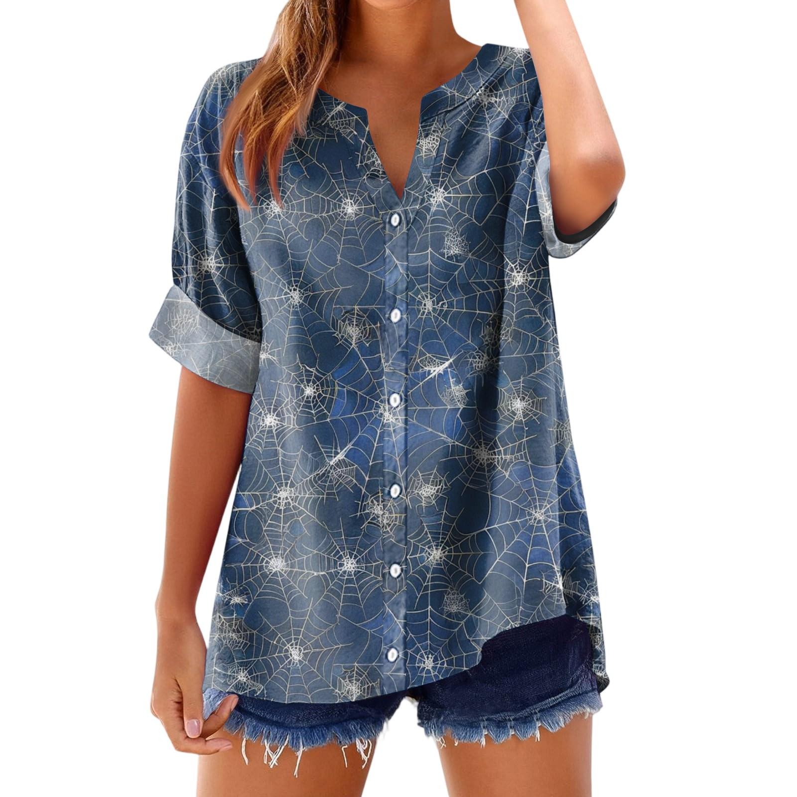 

Women s Fashionable, Casual, Comfortable, Loose-Fitting Halloween Print Top XL Темно-синій