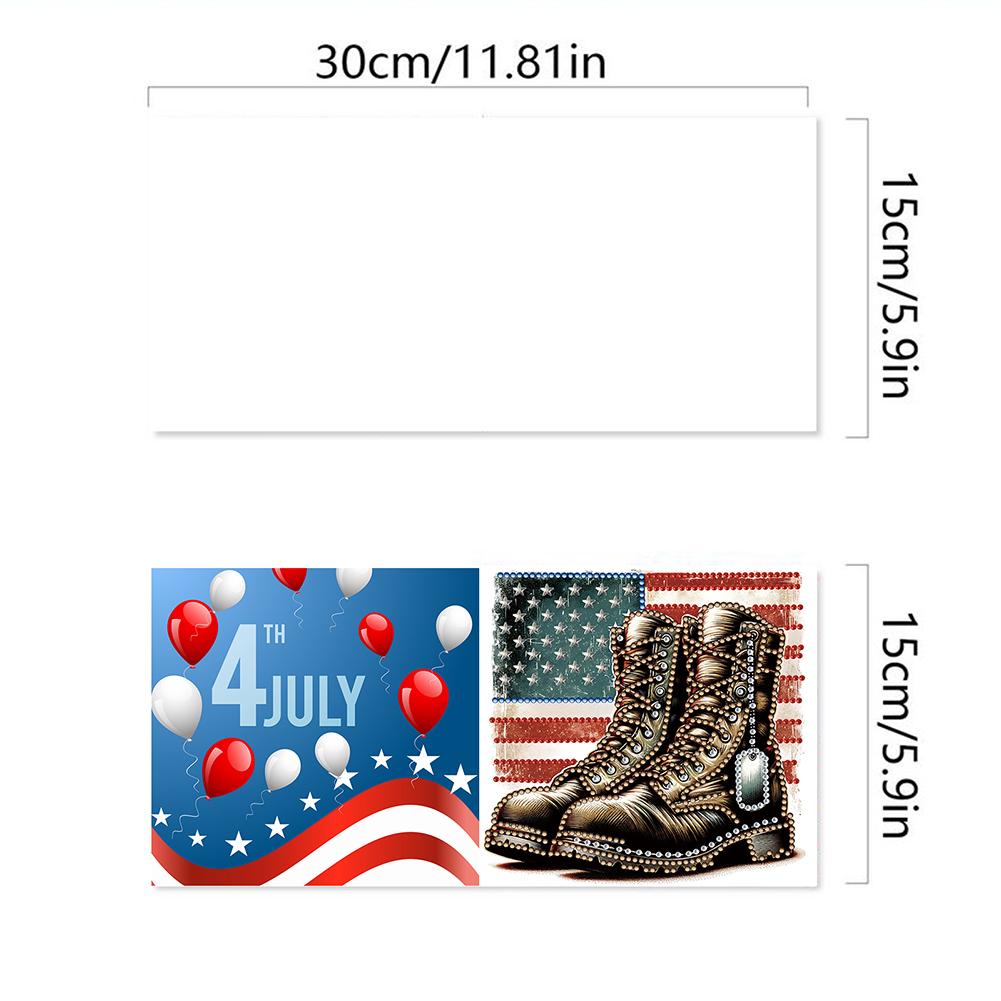 6pcs DIY Independence Day USA Flag Rhinestone Diamond Art Mosaic Postcards Diamond Art Greeting Cards for Independence Day
