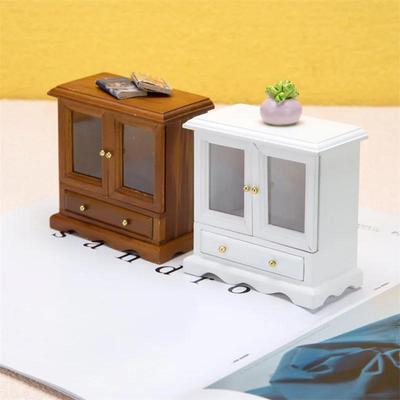 Hot Sale Practical Double Door Bookcase European Cabinet Furniture Home Decor Doll Accessories Crafts Toy DollHouse Accessory