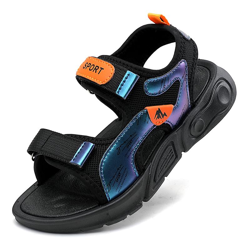

Детская обувь, летние сандалии с волшебной наклейкой, дышащие повседневные модные сандалии для мальчиков 35 оранжевый/чёрный