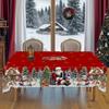 Christmas Tablecloth with Winter Snowman, Reindeer, and Xmas Tree Designs - Digital Print Fabric for Dining Table and Festival Decor