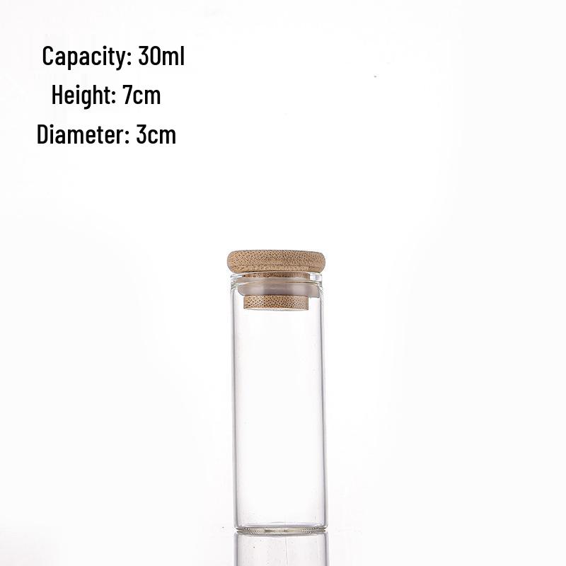 Available: Bamboo Lid Glass Test Tube 30mm with Rubber Ring Cork, Ideal for Flower Tea Storage, Moisture-Proof, and Portioning.