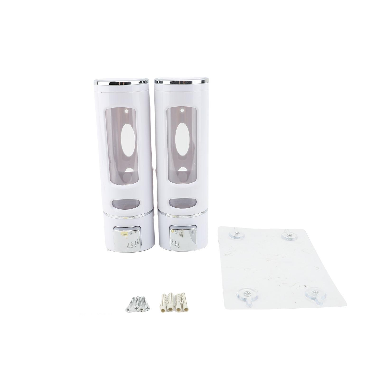 Shampoo Conditioner Dispenser Punchless Wall Mounted 2 Chamber Soap Dispenser for Bathroom Hotel Hospital