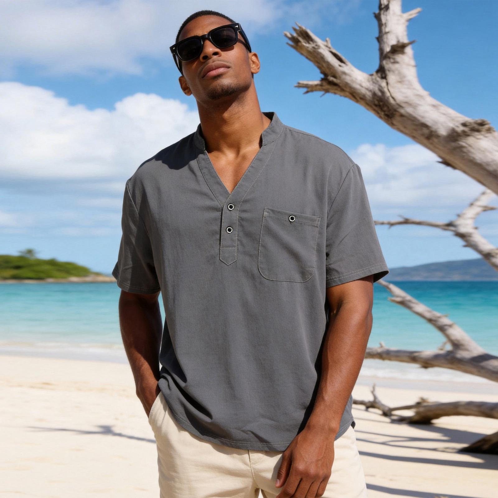 Men s Breathable And Lightweight Half-collared Shirt L