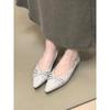 Temperament Bow Pointed Head Shallow Mouth Versatile Ladyshoes Women's Folds 2025 Summer New Single Shoes