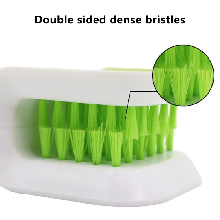Strong U Shaped Two Sided Stiff Bristle Scrubber Designed for Utensils Blades Automotive Detailing and Compact Storage