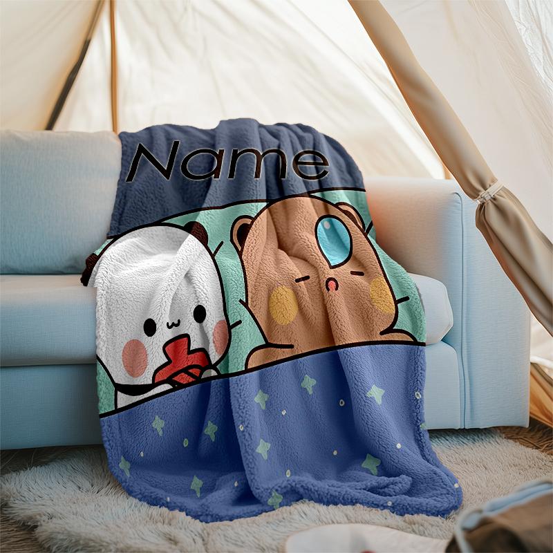 Personalized Custom Name Blanket - Bubu and Dudu Print Design,Blanket for Sofa,Bed,Travel,Camping - Soft and Warm, Great Gift