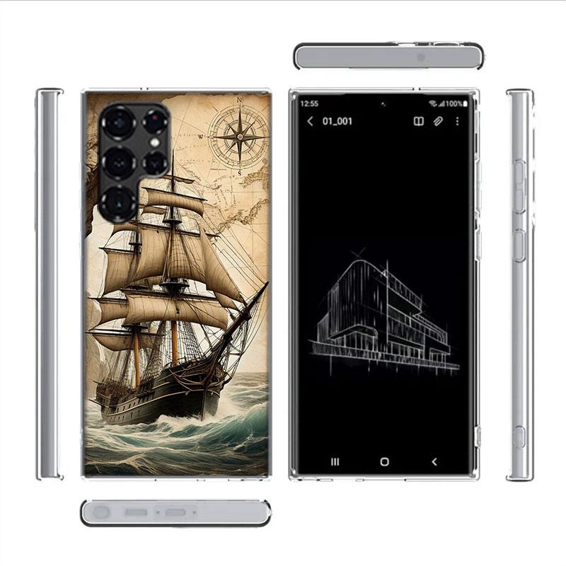 Compass Map Voyage Cases Phone Case for Samsung Galaxy S26 Ultra S25 Edge S24 S23 FE S21 Plus S20 S22 S10 Cover TPU Capa Shell S