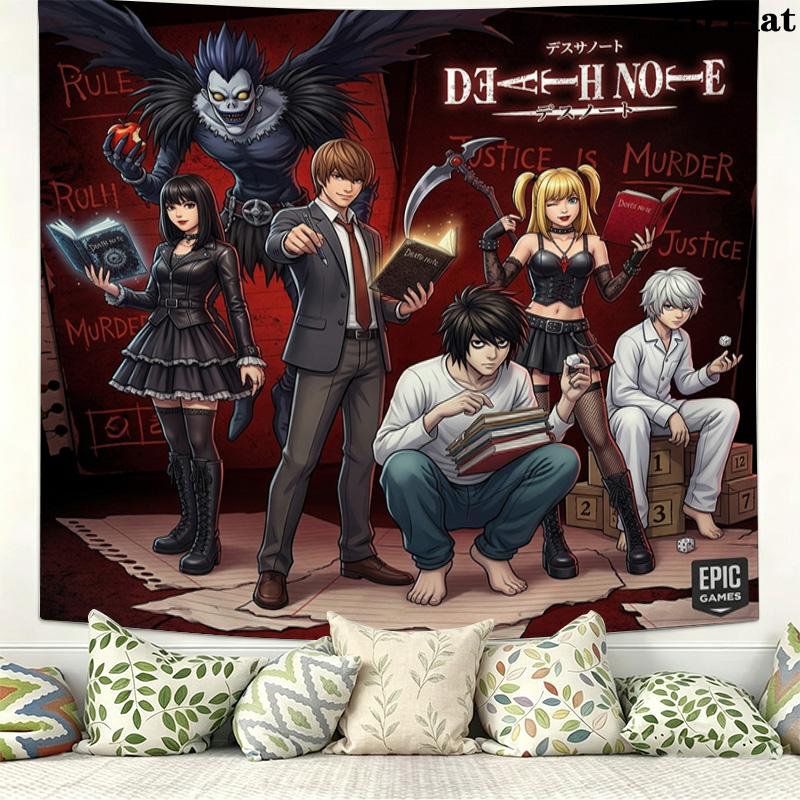 Death Note Wall Tapestry Aesthetic Wall Hanging Printed Fabric Blanket Decorative Tapestries For Bedroom Living Room Home Decor