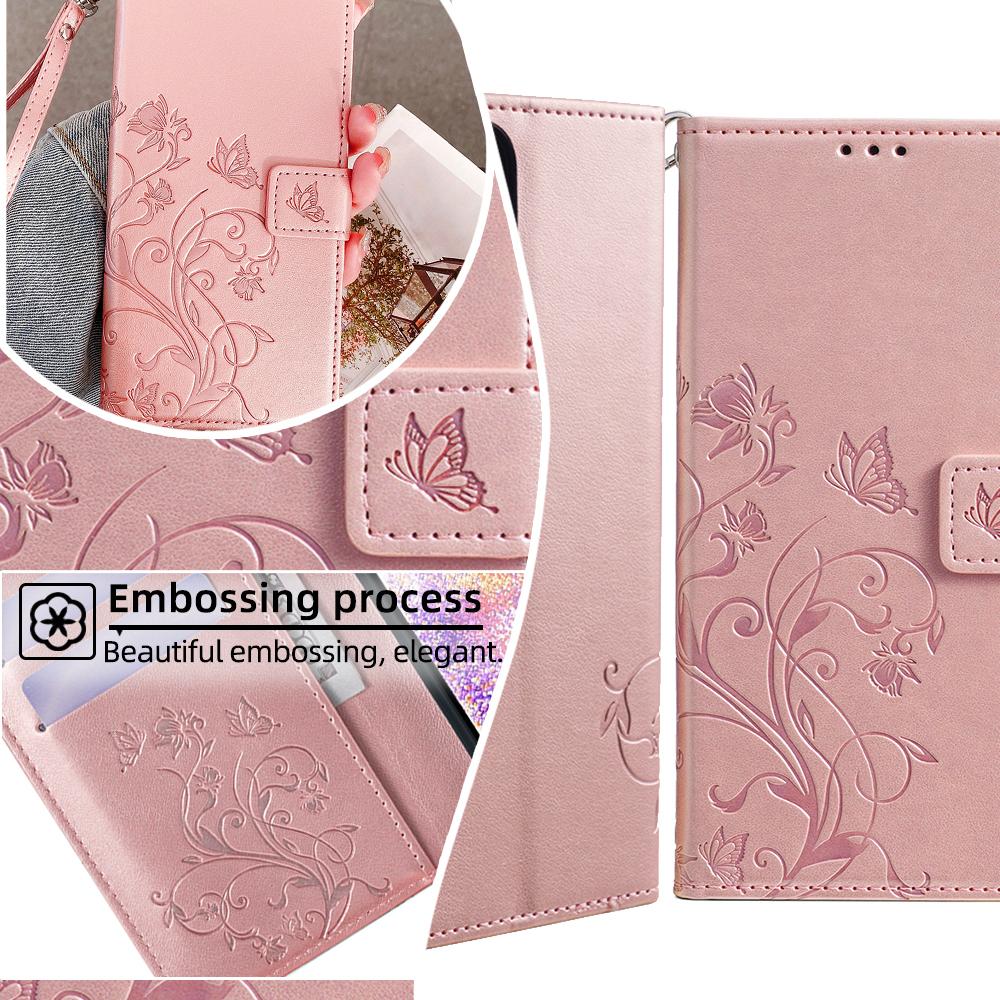 For Xiaomi Redmi K70E 5G/Poco X6 Pro 5G Case Butterfly Flower PU Leather Handbag Phone Cover