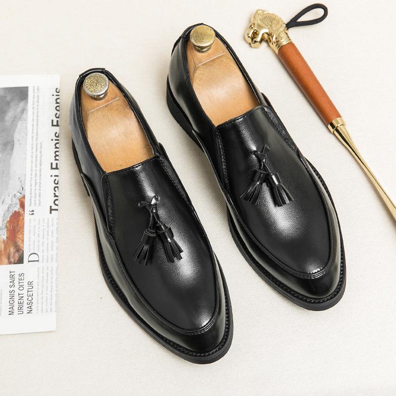 Men's Pointed Toe Leather Loafers - Retro Tassel Slip-On Shoes, Available In Large Sizes (up To 46)