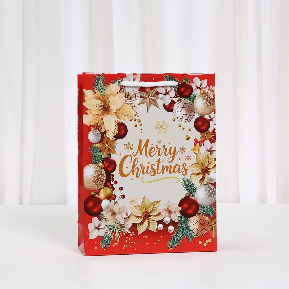 12/30pcs Merry Christmas Paper Tote Bags Reusable Gift Bags with Rope Handles for Holiday Parties Packing Candy Gifts Cake