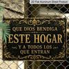 2D Flat, 1pc Que Dios Bendiga Este Hogar Spanish Vintage Ornate Aluminum Sign, 12"×8"‑Black Gold Scroll Distressed Rustic Plaque, Aluminium Wall