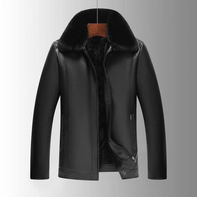 Men's Leather Jackets with Fur Collar - Plus Velvet, Thickened for Autumn/Winter, Ideal for Middle-Aged and Elderly