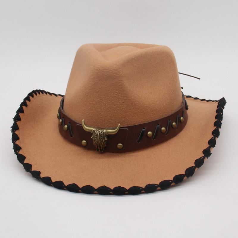 Tibetan Vacation Hemming Top Hat Men'S And Women'S Hat Cowboy Hat Simple Ethnic Style Jazz Hat