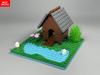 MOC Blocks Water Lake Pond River Duck House Swan Swim Scene Egg Lotus Animals Plant Construction Block Accessories Children's Toy