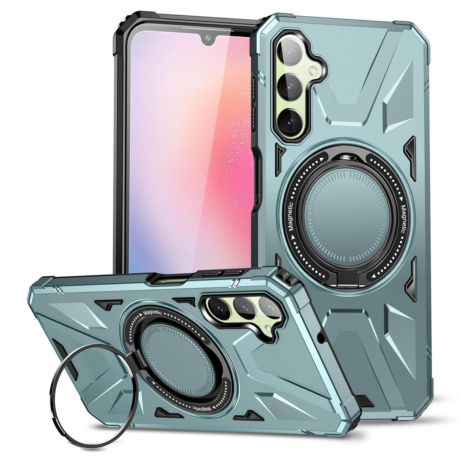 

For Samsung Galaxy A35 5G Magnetic Case Ring Holder Kickstand TPU+PC Phone Cover Green