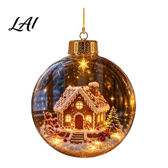 Luminous Holiday Tree Decorations Light Up Christmas Ball Ornaments Glowing Scene Xmas Hanging Decoration Clear Coordinated Layout Ornaments Acrylic