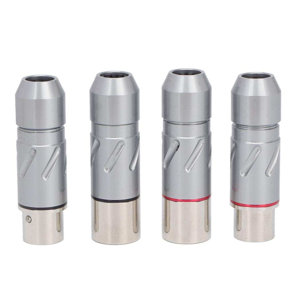 4Pcs 3 Pin XLR Adapter Pure Copper Plated 2 Male 2 Female XLR Converter Plug for Power Amplifier Microphone