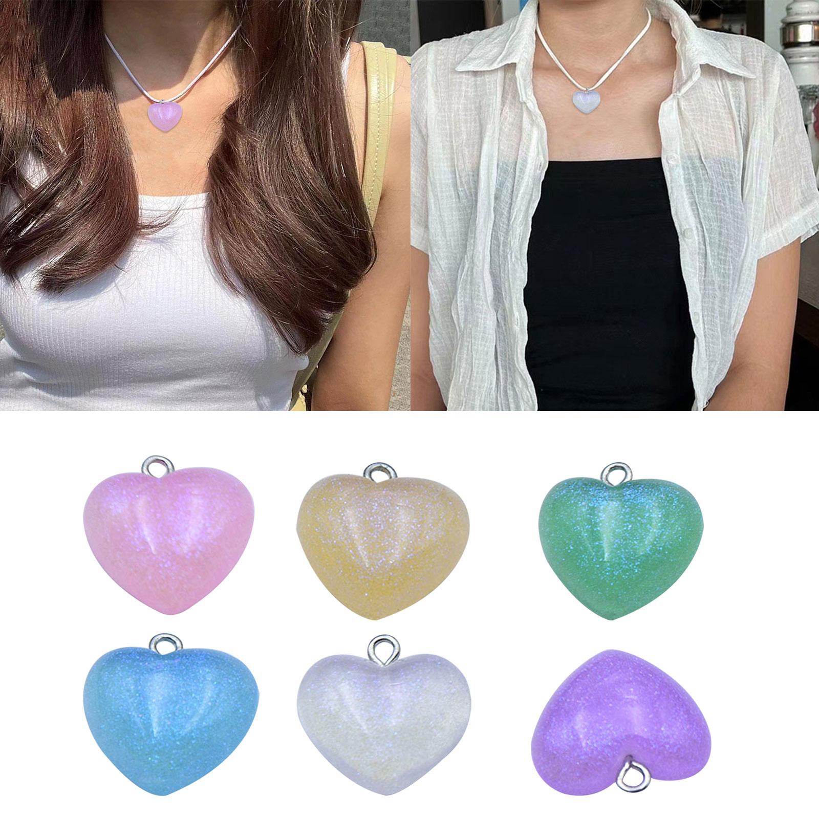 

Heart Pendant Resin Material Colorful Heart Embellishments Sparkling Heart Accessories for DIY Bracelet Jewelry Crafts білий