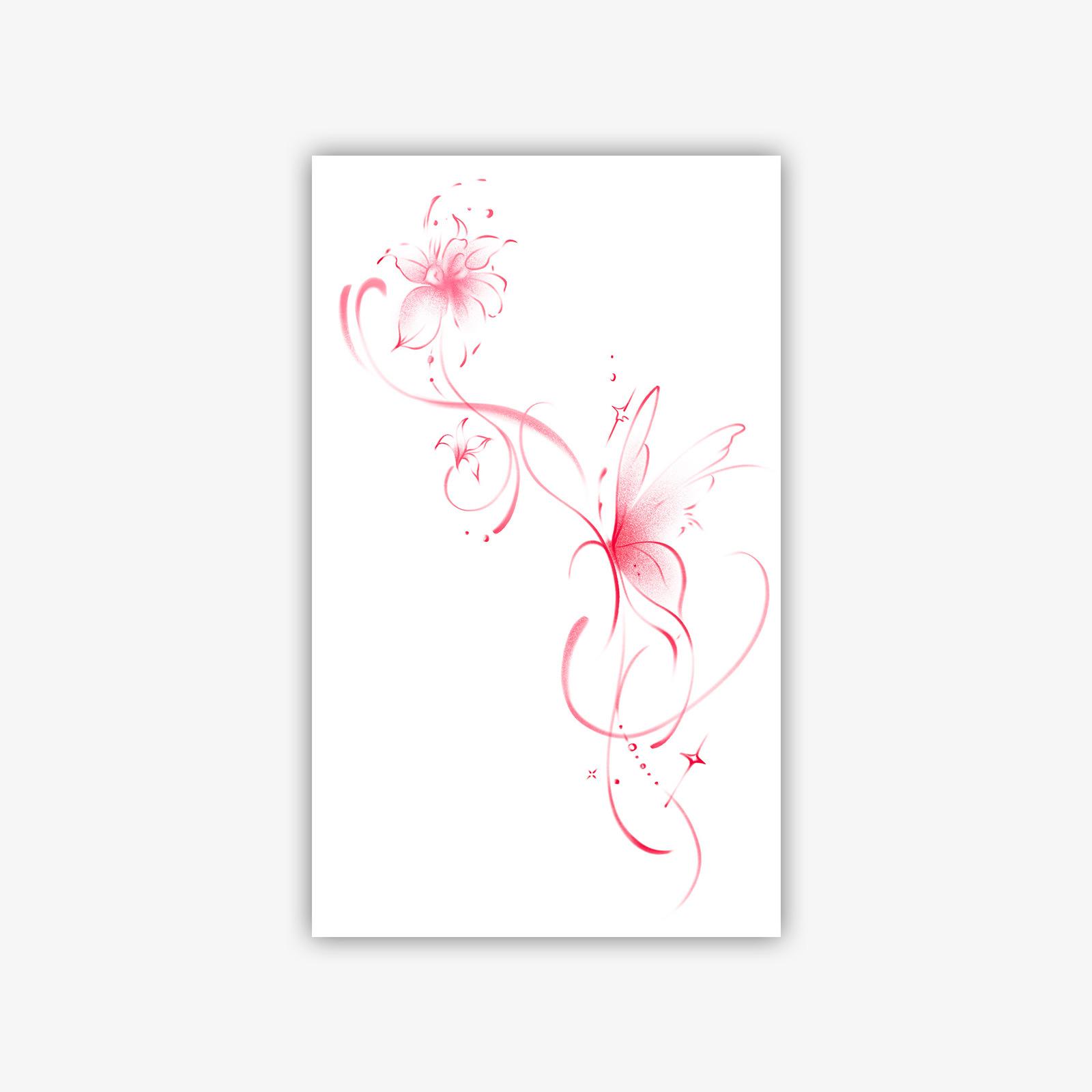 High Value Personality Simple Red Butterfly Flower Back Tattoo Sticker 9*15