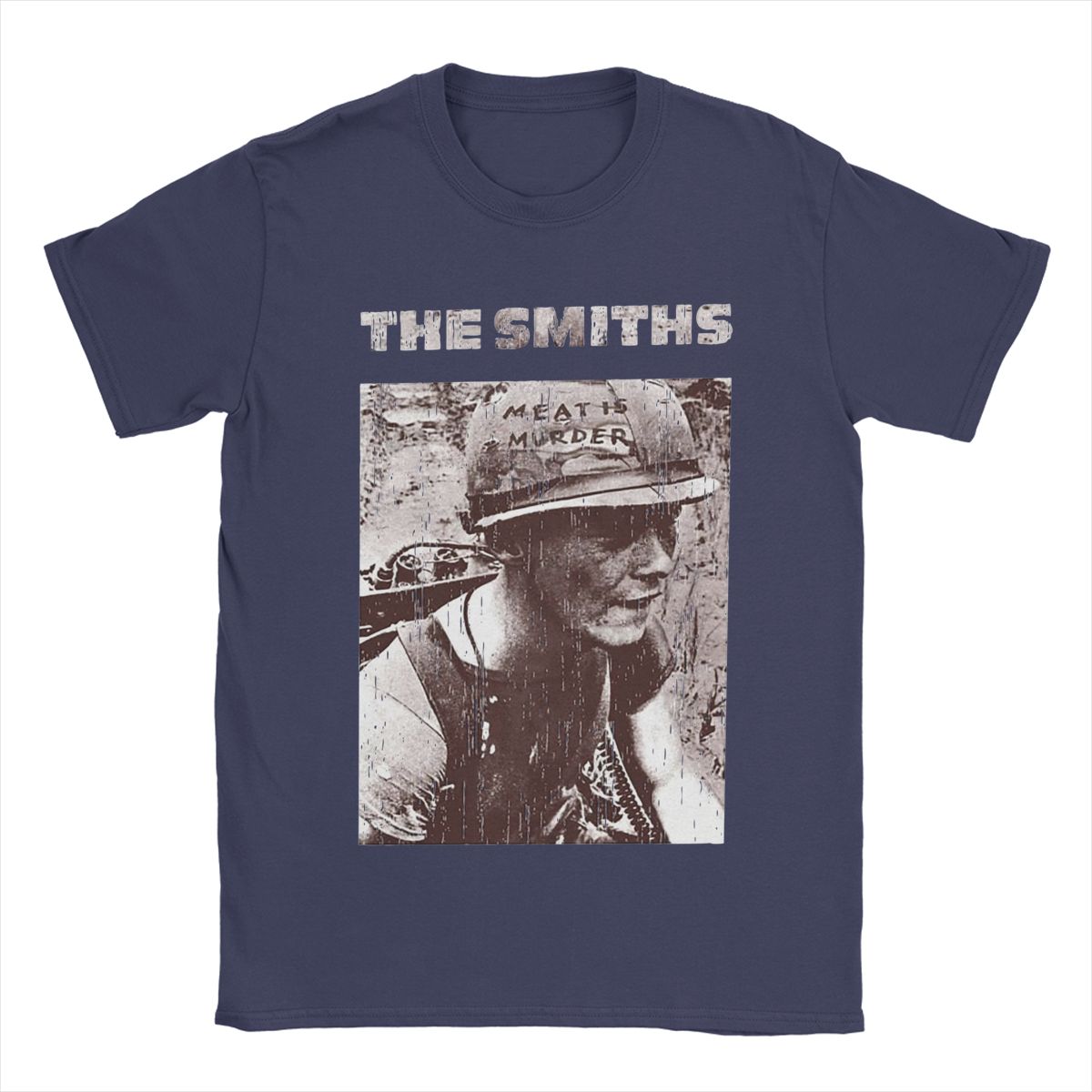 

Мужские футболки The Smiths Meat Is Murder, 100% хлопок, новинка, футболка с коротким рукавом и круглым вырезом, классические футболки S темно-синий