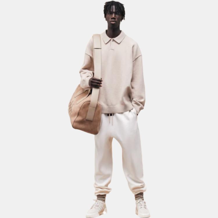 Fear of God Essentials Knit Polo Silver Cloud Men Tops Grey 192BT232182F