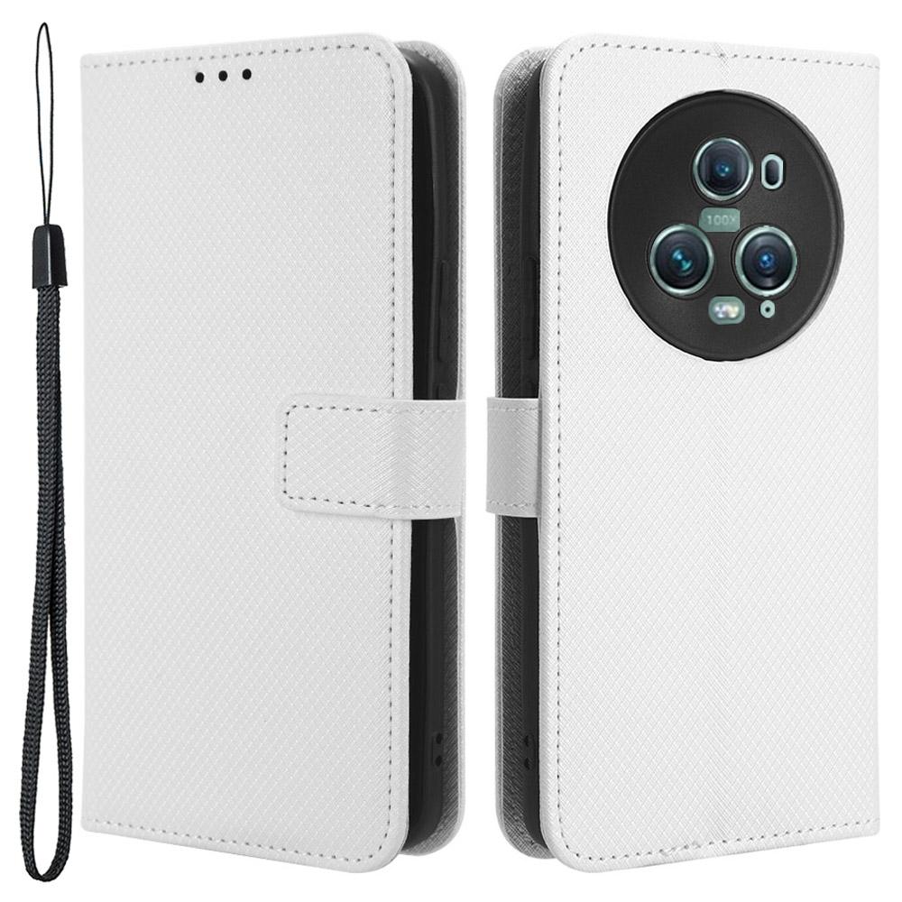 For Honor Magic5 Pro 5G Diamond Texture PU Leather Wallet Phone Case Support Stand Anti-drop Cover