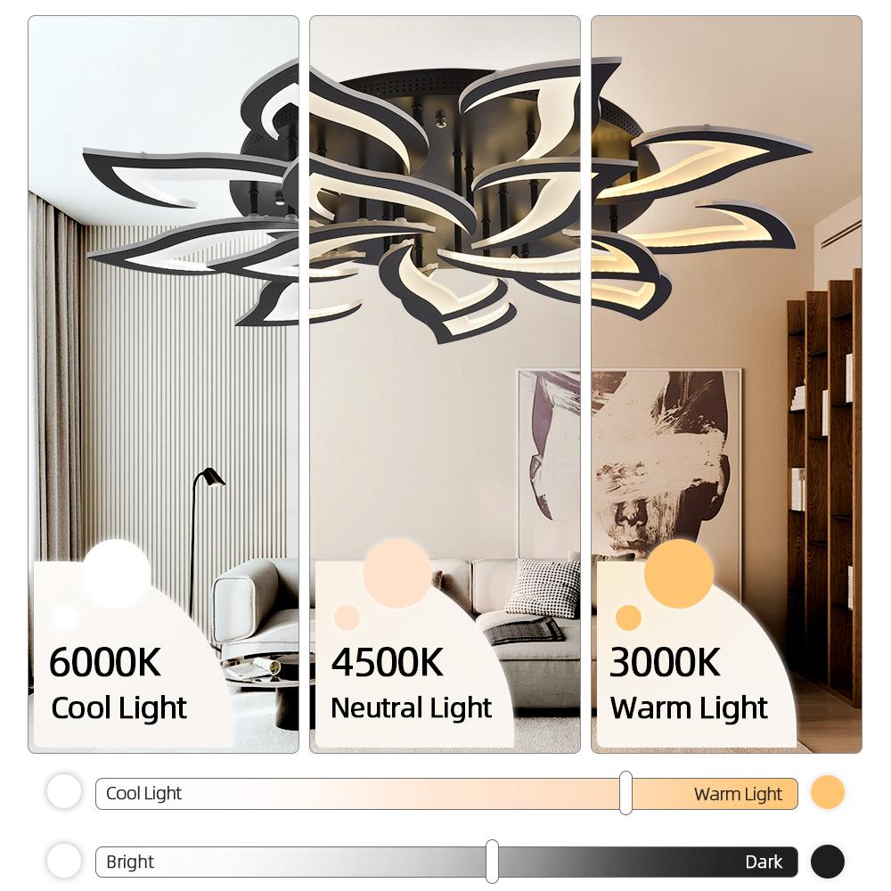Modern LED Ceiling Light fixture Flower Design chandelier Dimmable Home Lighting Kitchen Living room Bedroom Ceiling Lamp lustre
