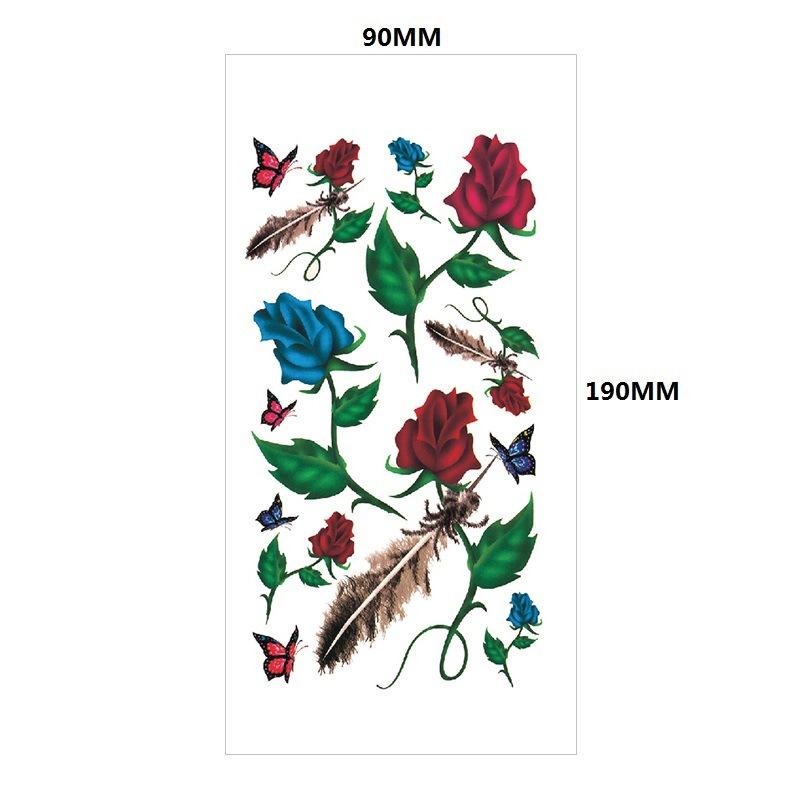 

Переводные картинки с изображением цветка феникса и розы, водонепроницаемые наклейки для татуировки, набор для имитации татуировки 90*190MM