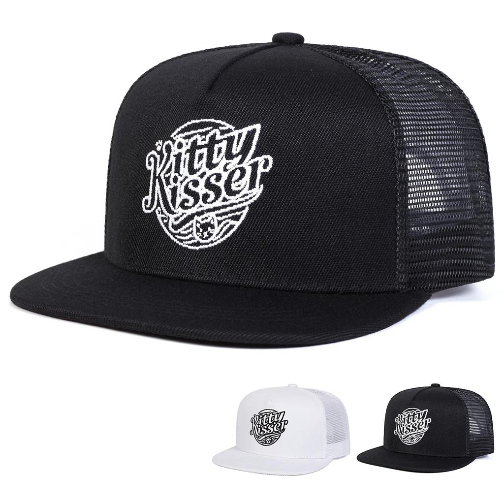 Unisex Kitty Kisser Letter Embroidery Hip-hop Net Hats Spring Summer Outdoor Adjustable Casual Baseball Caps Sunscreen Hat Cap