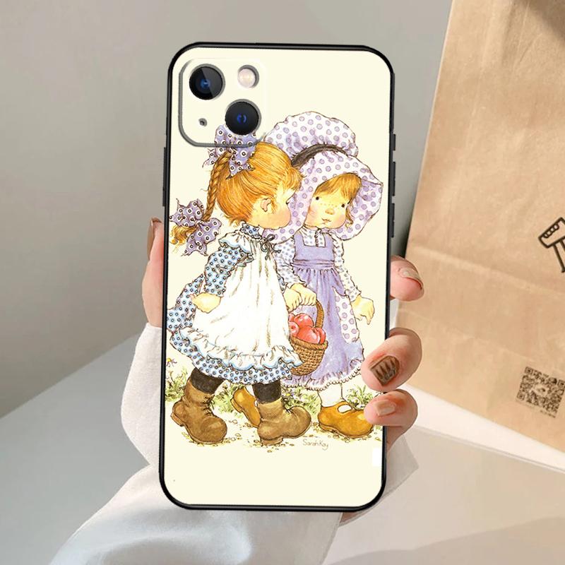 Sarah Kay patroon Case Voor iPhone 16 15 14 13 12 11 Pro Max XS XR X Plus 12 13 Mini Bumper Achterkant Cover