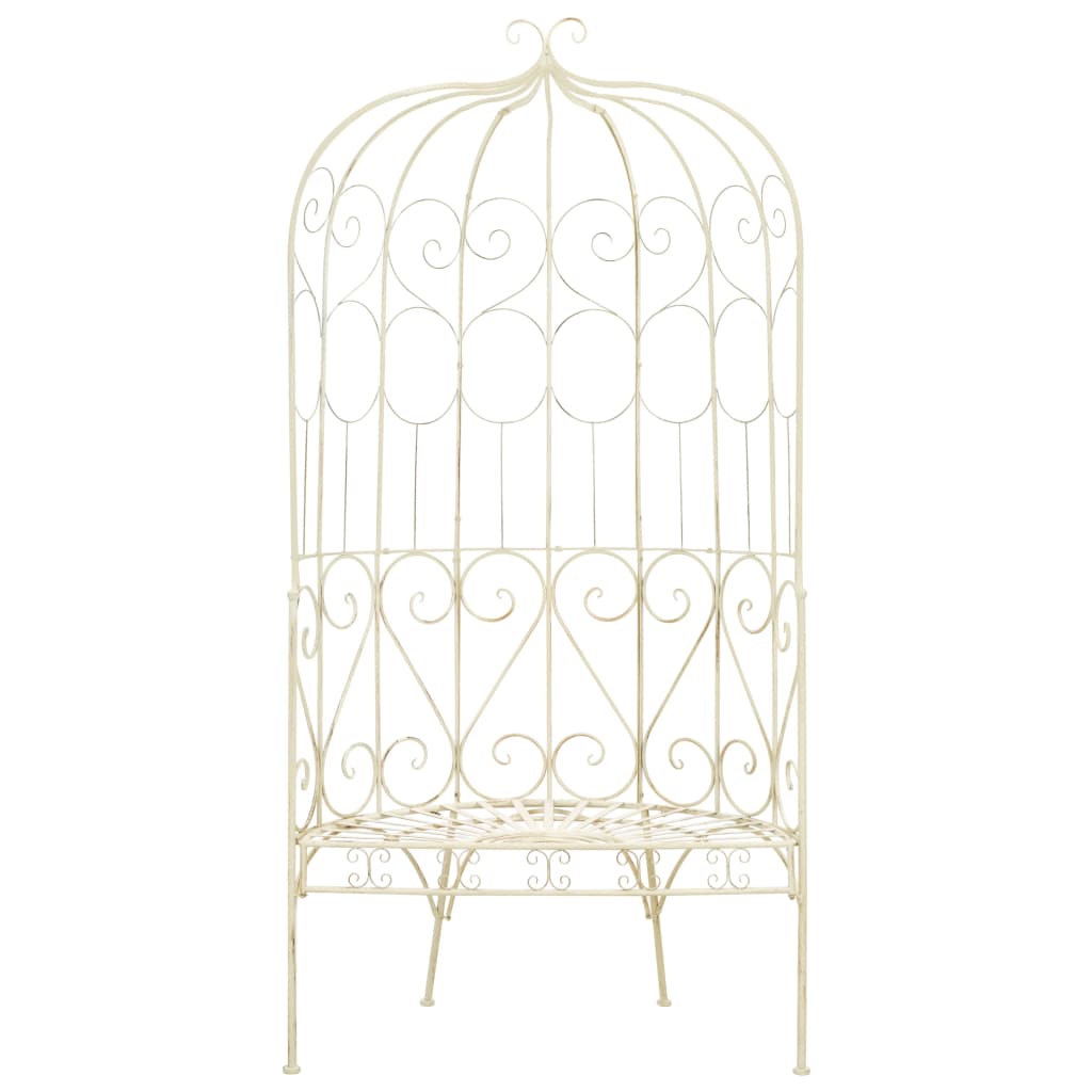 Panca da Giardino 95 cm Ferro Bianco Antico