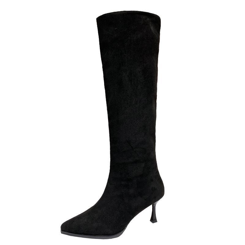 Women Platform Pointed Over The Knee Boots Autumn New Style High Heels Knight Boots Woman Khaki Faux Leather Long Boots