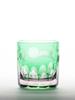 Glass Studio Saiho Edo Kiriko Shochu Glass, Rocks Glass, Tumbler Glass, Sake Cup, Pink-Green, Fuji and Cherry Blossom Design, Made In Japan, Wooden
