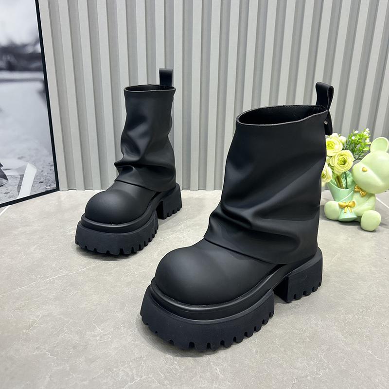 

Женские ботинки-рыцари на платформе с круглым носком и толстой подошвой, модные, слипоны, с увеличением роста, женские длинные ботильоны 40