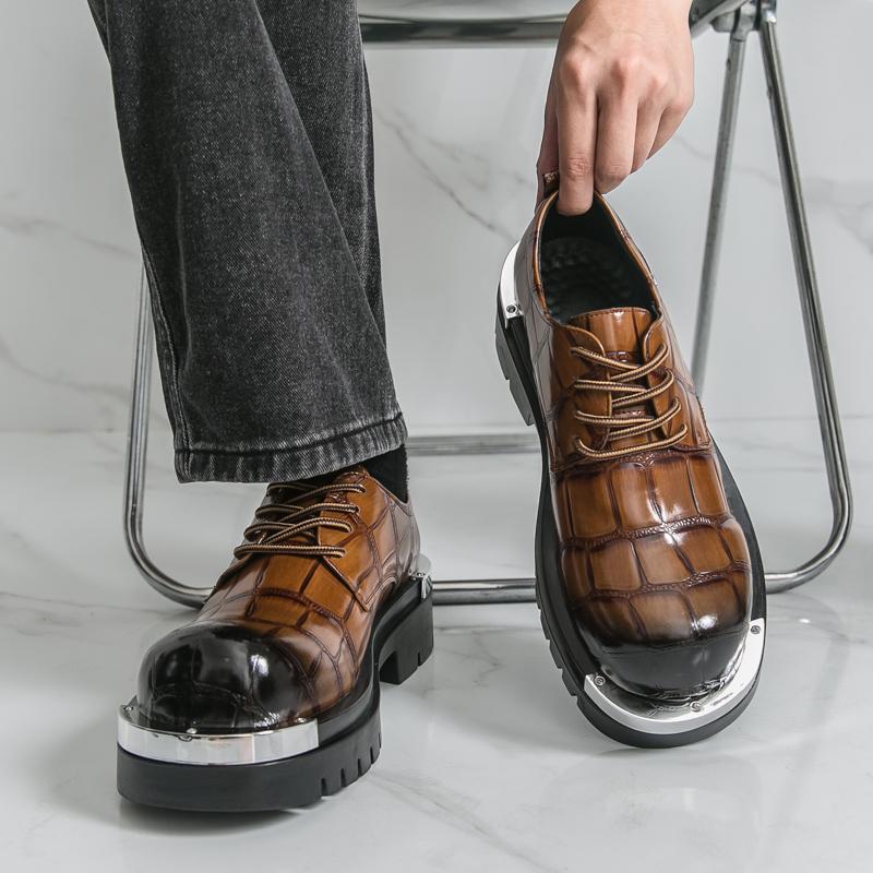 Neue Modische Herren Derby Schuhe mit dicker Sohle Schwarz und Braun Schnürschuhe Business Büroschuhe Gesellschaftsschuhe Größen 38-46 Herrenschuhe