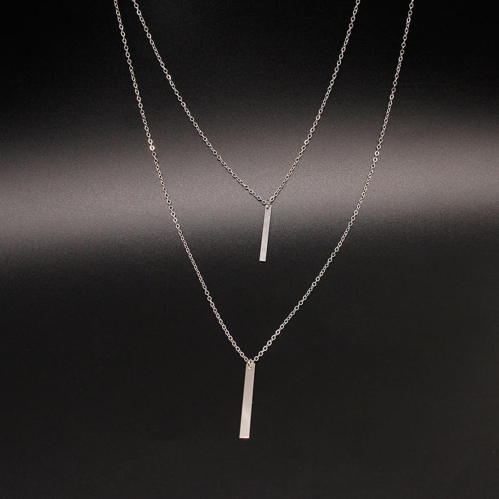 Item Double-layer one-word long necklace for women, simple and popular fashion pendant