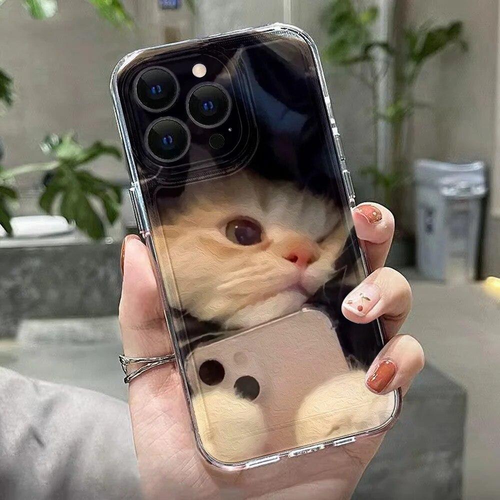 Lovely Cat Animal Soft Phone Case For iPhone 11 Case iPhone 15 Pro 12 13 14 Pro Max XR XS Max X 7 8 Plus SE 2020 Clear Y2k Cover