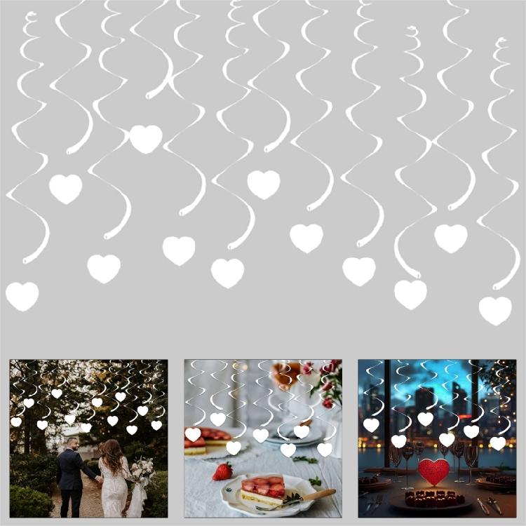 30pcs White Heart Swirl Streamers Hanging Decoration For Elegant Wedding And Festival Celebration Room Ceiling Ornament